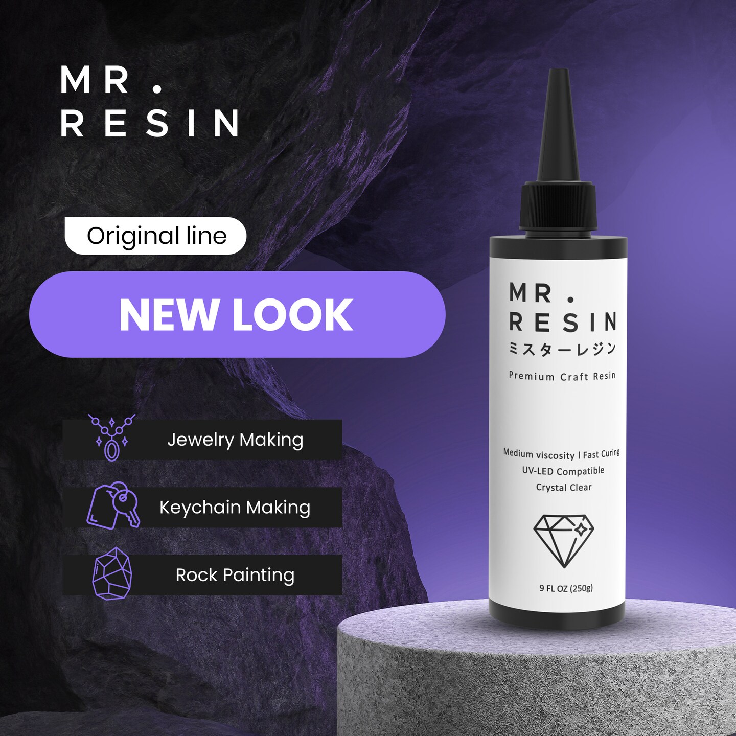 Mr.Resin™ Original Craft UV Resin Starter Kit 8.8oz Crystal Clear Hard Type  UV Resin for Jewelry Making, Rock Painting & More