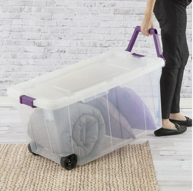 Wheeled Storage Box Plastic, Sweet Plum