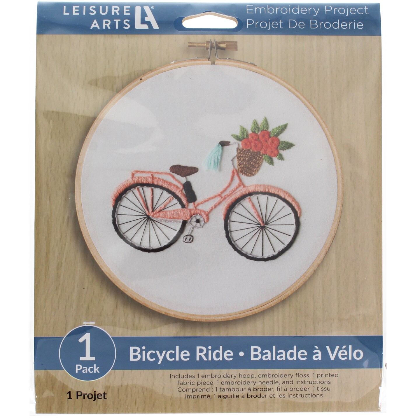 Leisure Arts Embroidery Kit 6" Bicycle Ride - Embroidery Kit For Beginners - For Adults Cross Stitch Kits Cross Stitch Kits Beginners Patterns
