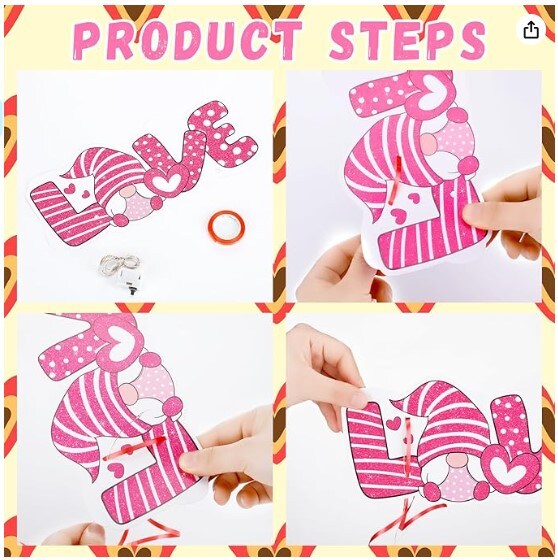 2 Set Happy Galentine's Day Banner Lighted Hanging Galentine Porch Signs Ladies Night Party Decorations with LED Lights Pink Heart Glitter Valentine's Day Lighted Garland, Batteries Included