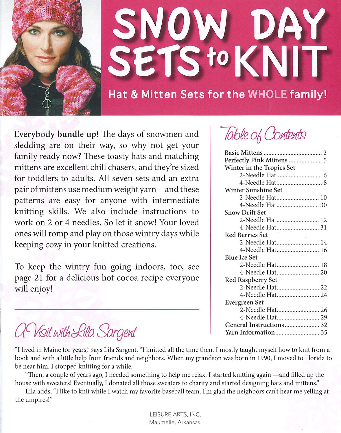 Leisure Arts SnowithDay Sets To Knit Knitting Book