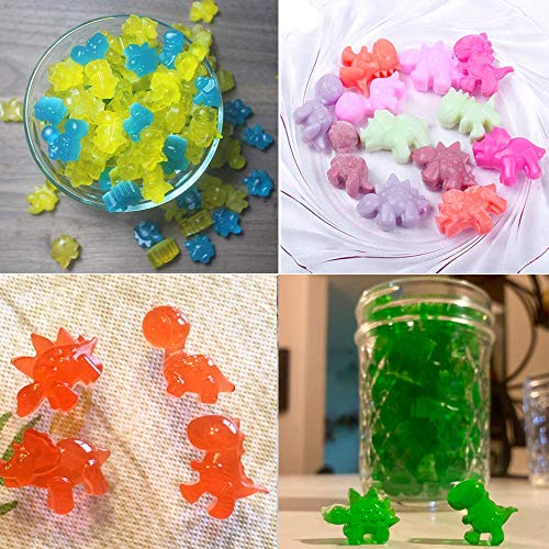 3 Pieces Silicone Chocolate Molds, Reusable Candy Baking Mold Ice Cube Trays Candies Making Supplies with 2 Droppers, Nonstick Silicone Gummy Molds Including Mini Dinosaur, Hearts, Bear Shape