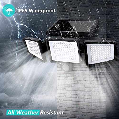 2500LM 210 LED Security Lights with Remote Control,3 Heads Motion Sensor Lights, IP65 Waterproof,270&#xB0; Wide Angle Flood Wall Lights with 3 Modes(1 Packs)