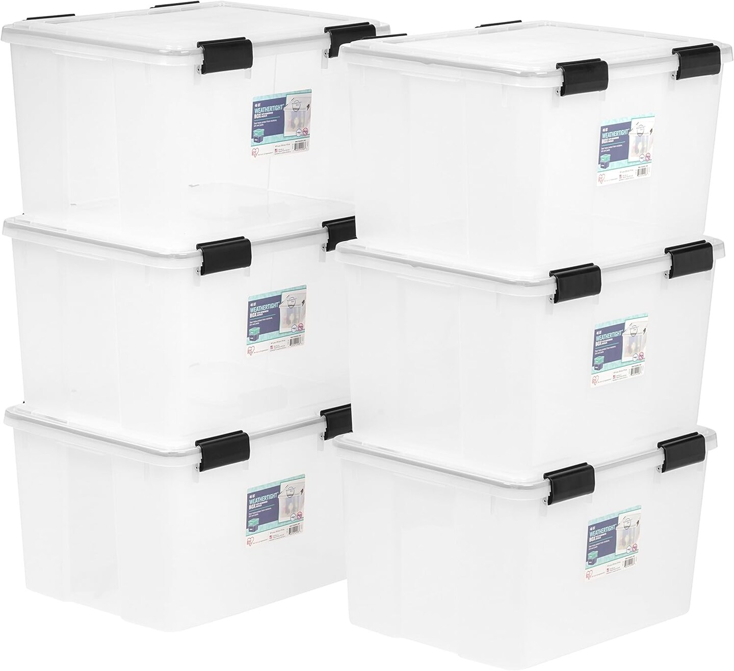 IRIS USA 46.6qt WEATHERPRO Airtight Plastic Storage Bin with Lid and Seal and 4 Secure Latching Buckles