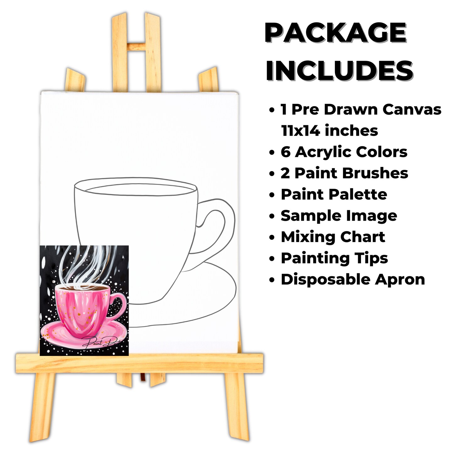 "Hot Pink Drink" DIY Canvas Art Kit, Adult Beginner, Acrylic Paint Size 11x14 inch