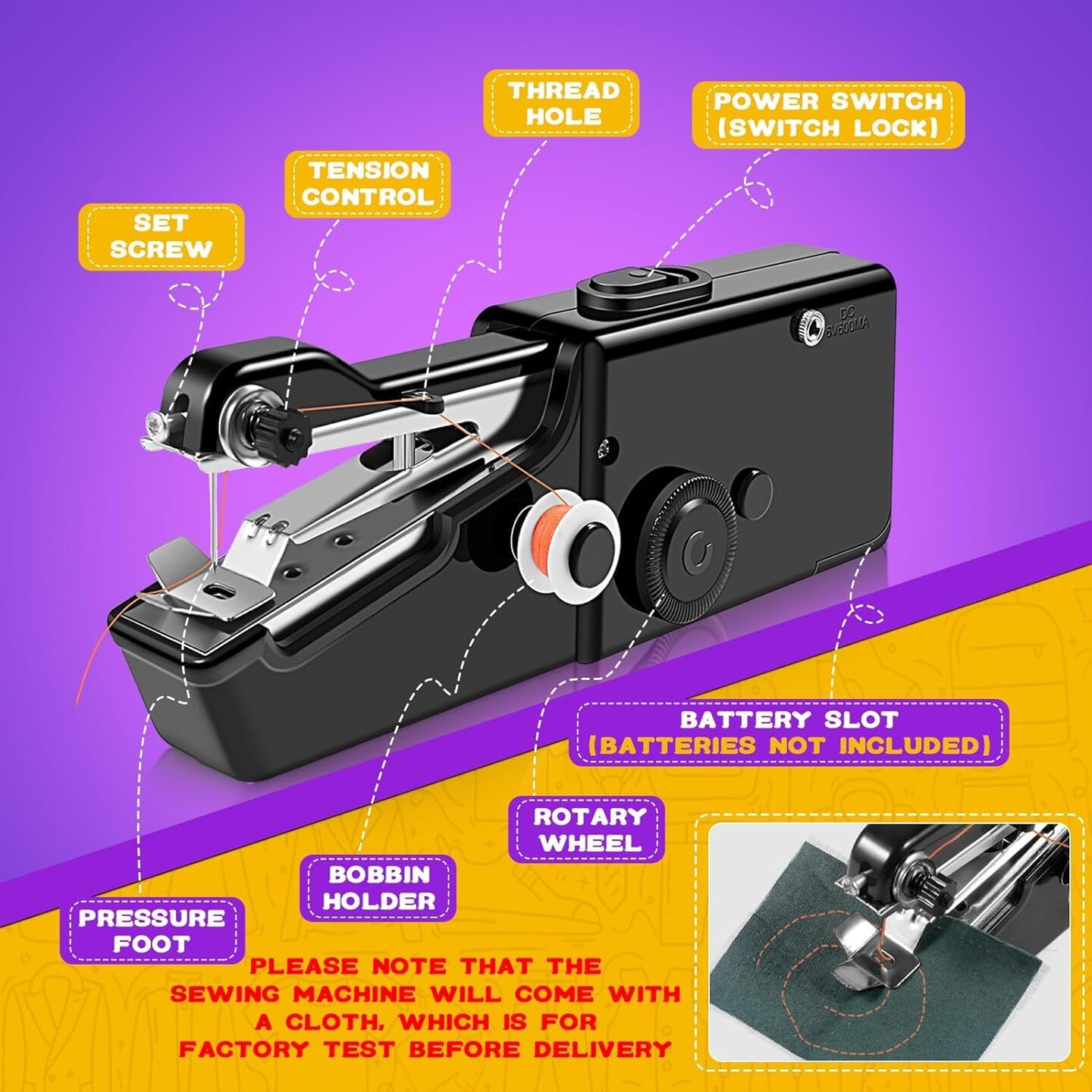 Ankuwa Handheld Sewing Machine, Quick Sewing & Portable Sewing Machines for  Emergency Sewing, Easy to Use Sewing Machine for Beginners, Hand Held