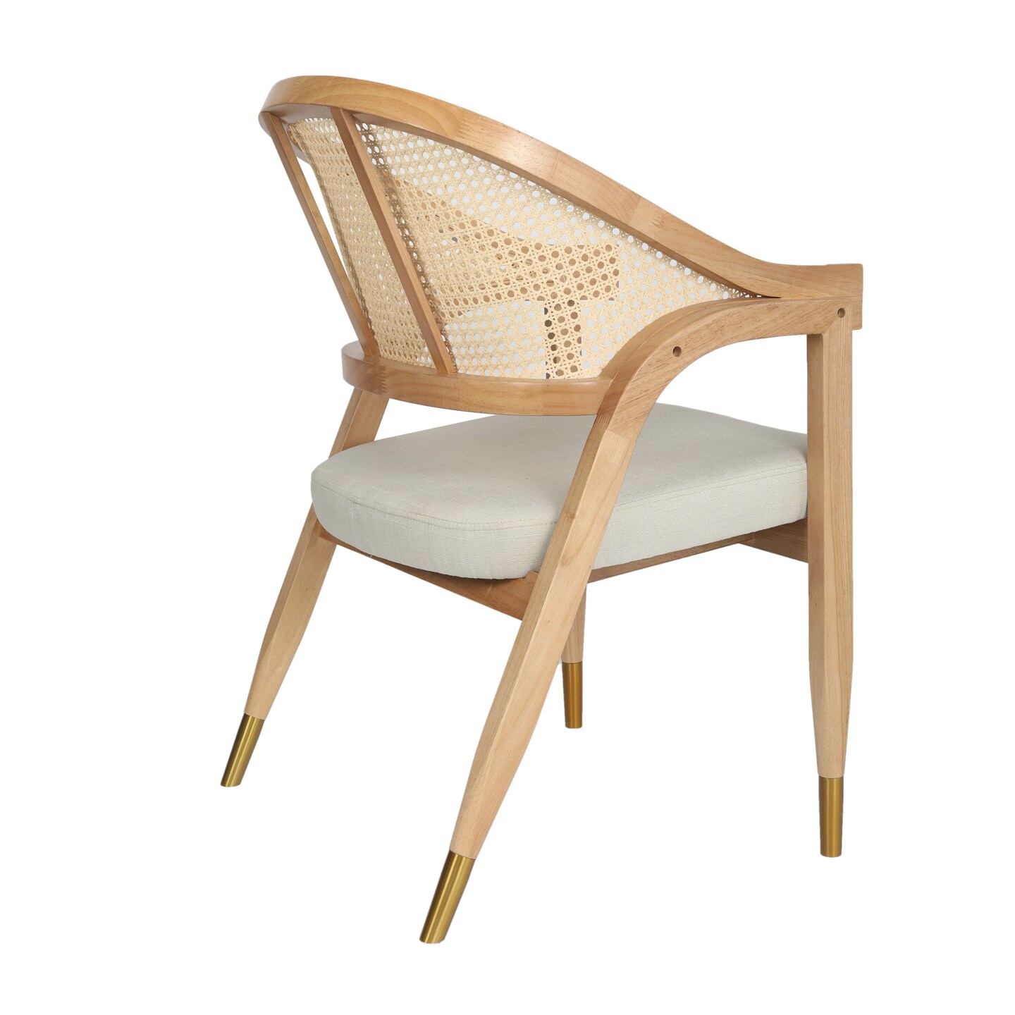 Merrick Lane Bronson Cane Rattan Padded Accent or Dining Chair with Metallic Accented Legs