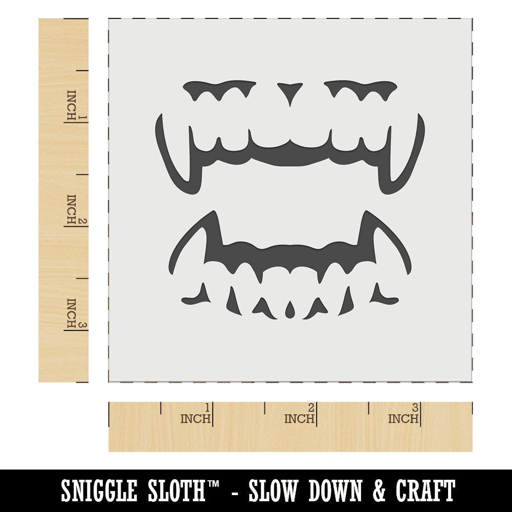 Vampire Teeth Fangs Jaws Mouth Halloween Wall Cookie DIY Craft Reusable Stencil