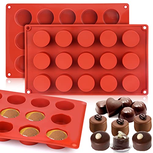3 Pieces Small Round Cylinder Silicone Mold for Chocolate Candy, Fat Bombs Keto Snacks,Hard Candy, Pralines Gummy, Ganache, Ice Cubes,Jelly Mold