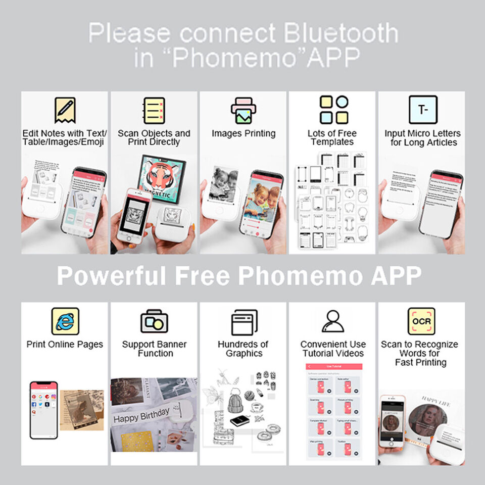 Mini Pocket Thermal Printer Wireless Bluetooth Photo.