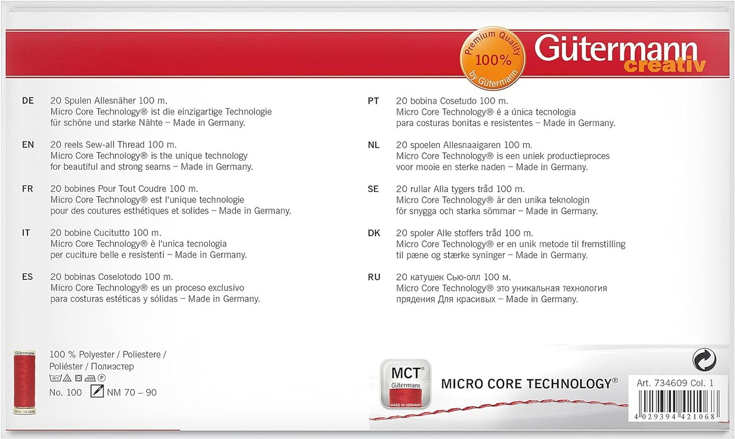 Gutermann - Sew-All Polyester 100M Basics - 20 Spool Set