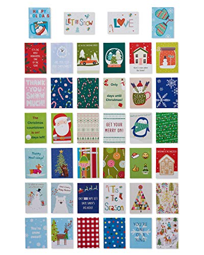 American Greetings Mini Christmas Cards for Kids Lunch Boxes, Holiday Cheer (40-Count)
