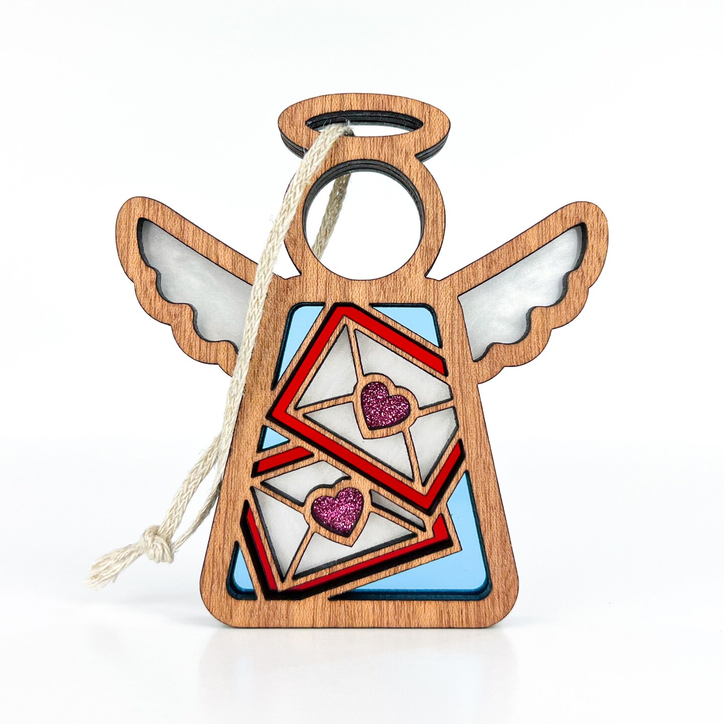 3.5" (H) Letters of Love Ornament - Handcrafted in Texas - Mother's Angels® Christmas Angel Wings Figurine