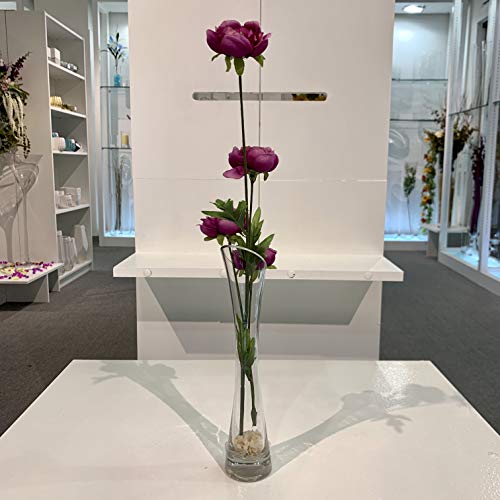 Bud Vase, Width 3&#x22;, Height 15.75&#x22;, Clear Tall Slant Cut Opening Gathering Concaved Glass Floral Container Centerpiece for Wedding Party Event Home Office Decor, 1 Piece