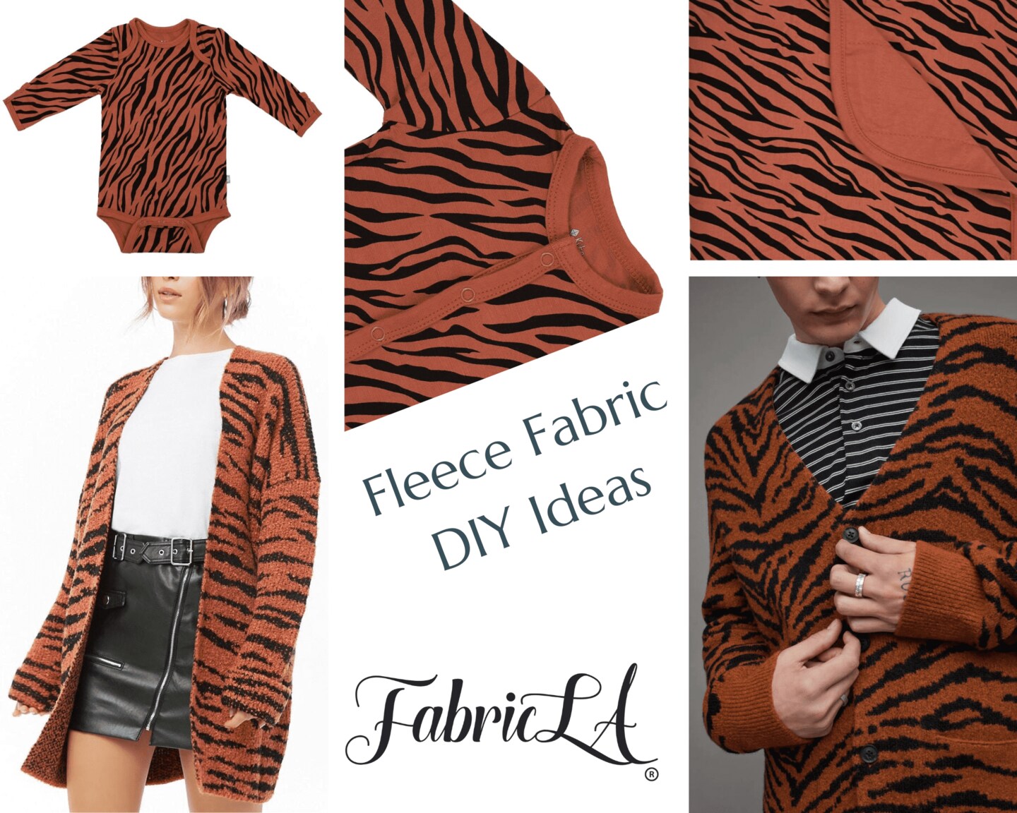 FabricLA Fleece Fabric by The Yard 1 Yard 36&#x22;X60&#x22; Inch Wide Polar Fleece Soft, Blanket, Anti-Pill Throw, Poncho, Pillow Cover, PJ Pants, Booties, Eye Mask&#x26;nbsp;- Tiger Rust