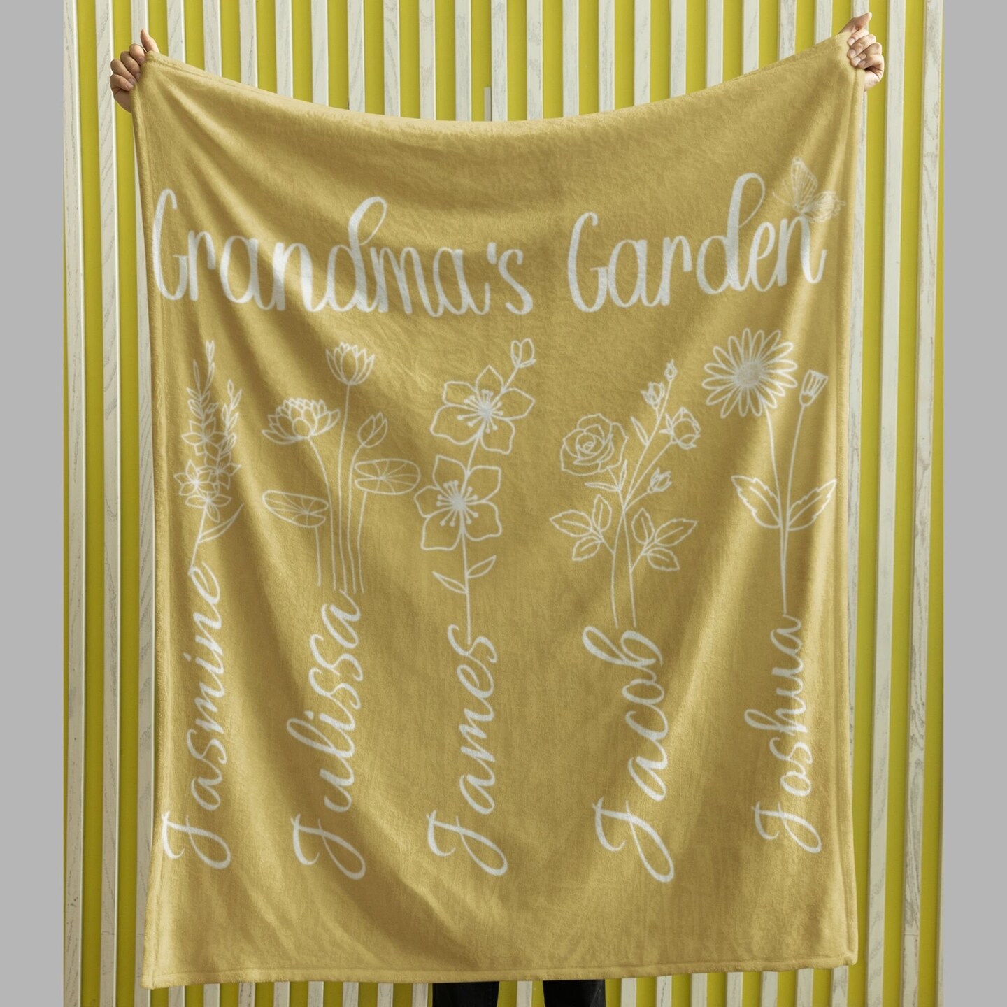 Grandma's Garden blanket, Birth flower blanket, Gift for grandma, Custom blanket with kids name, Customizable blanket, Personalized blanket product 3