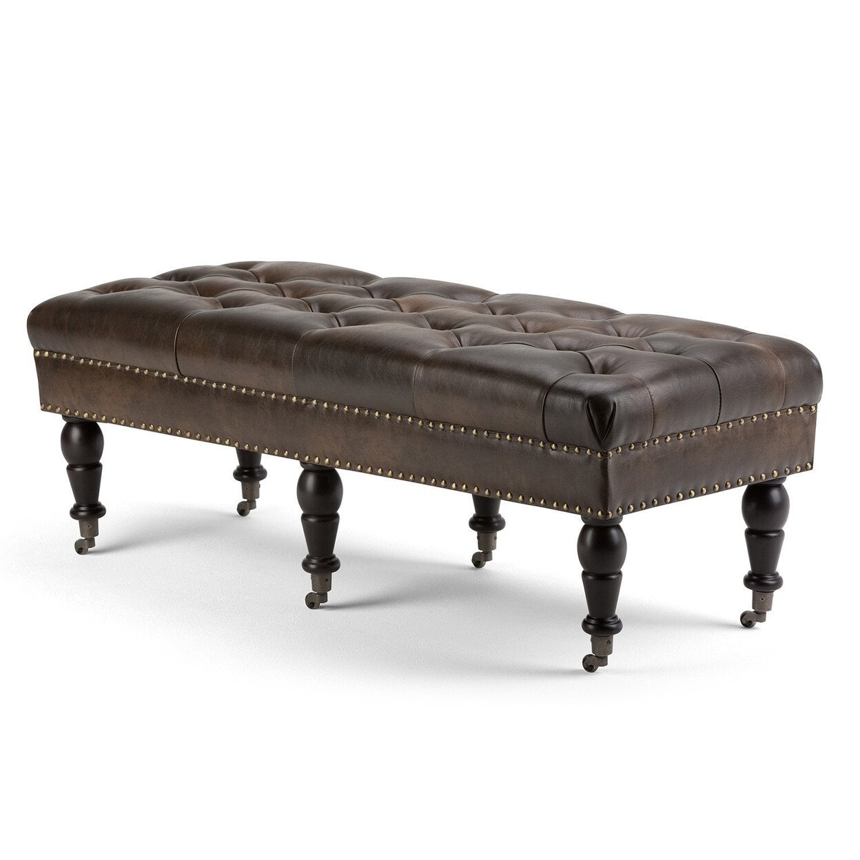 Simpli Home Henley Ottoman Bench in Distressed Vegan Leather