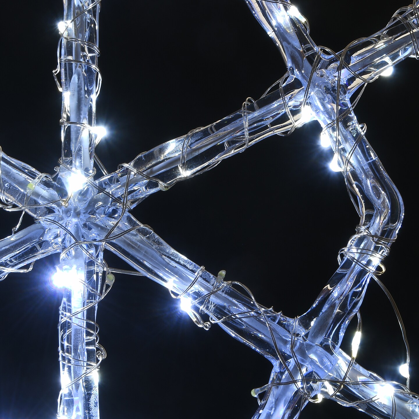 Hexagon Ice Crystal Snowflake Pair with LED Lights - Thumbnail 2