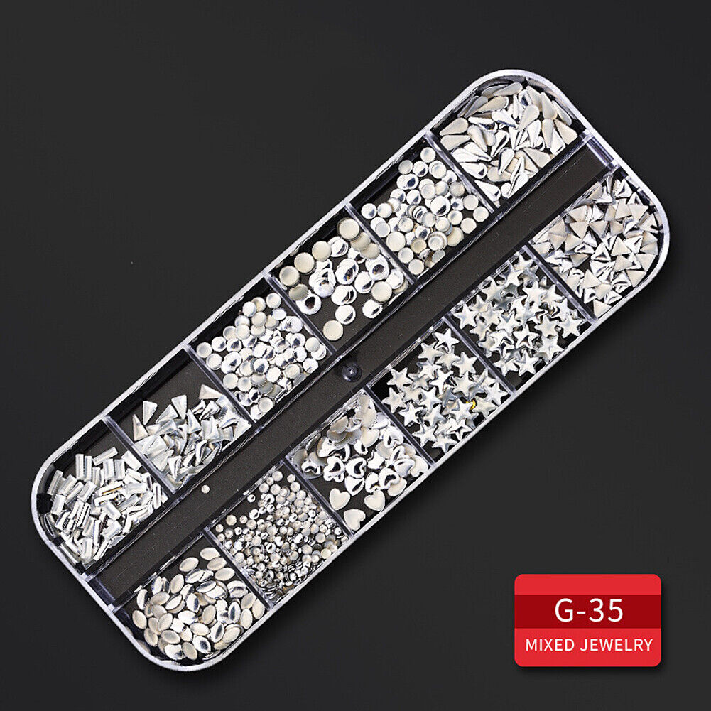Kitcheniva Nail Glitter Flakes Sequins Rhinestones Pearl Nail Art Decorations
