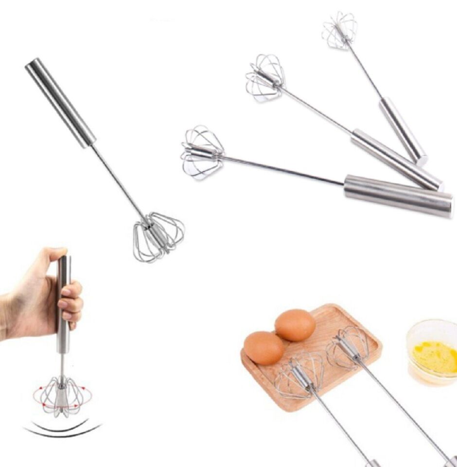 Semi Automatic Egg Whisk, Stainless Steel Hand Push Whisk, Egg