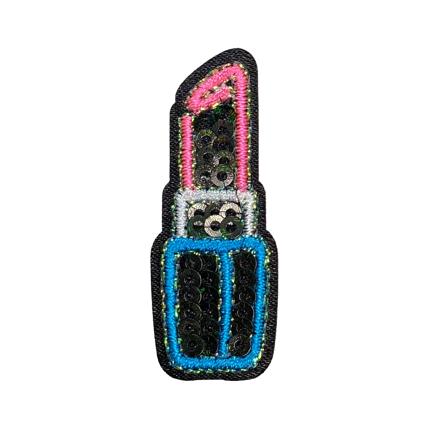 Black Sequin Lipstick Embroidered Iron on Patch