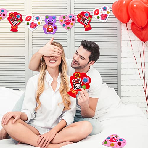 Valentines Day Foam Crafts Set, Heart Bear Bouquet Arts and Crafts Kits for Kids, DIY Craft for Preschool Classroom Activity, Ideal Gifts for Boy/Girl or Wedding Anniversary