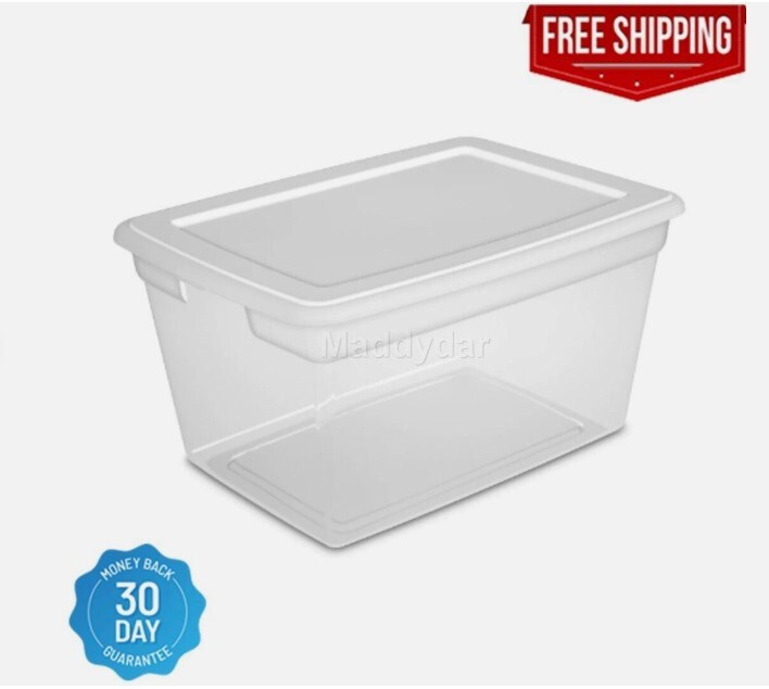 1 Stackable Bin Plastic Tote Box Storage Containers, Clear