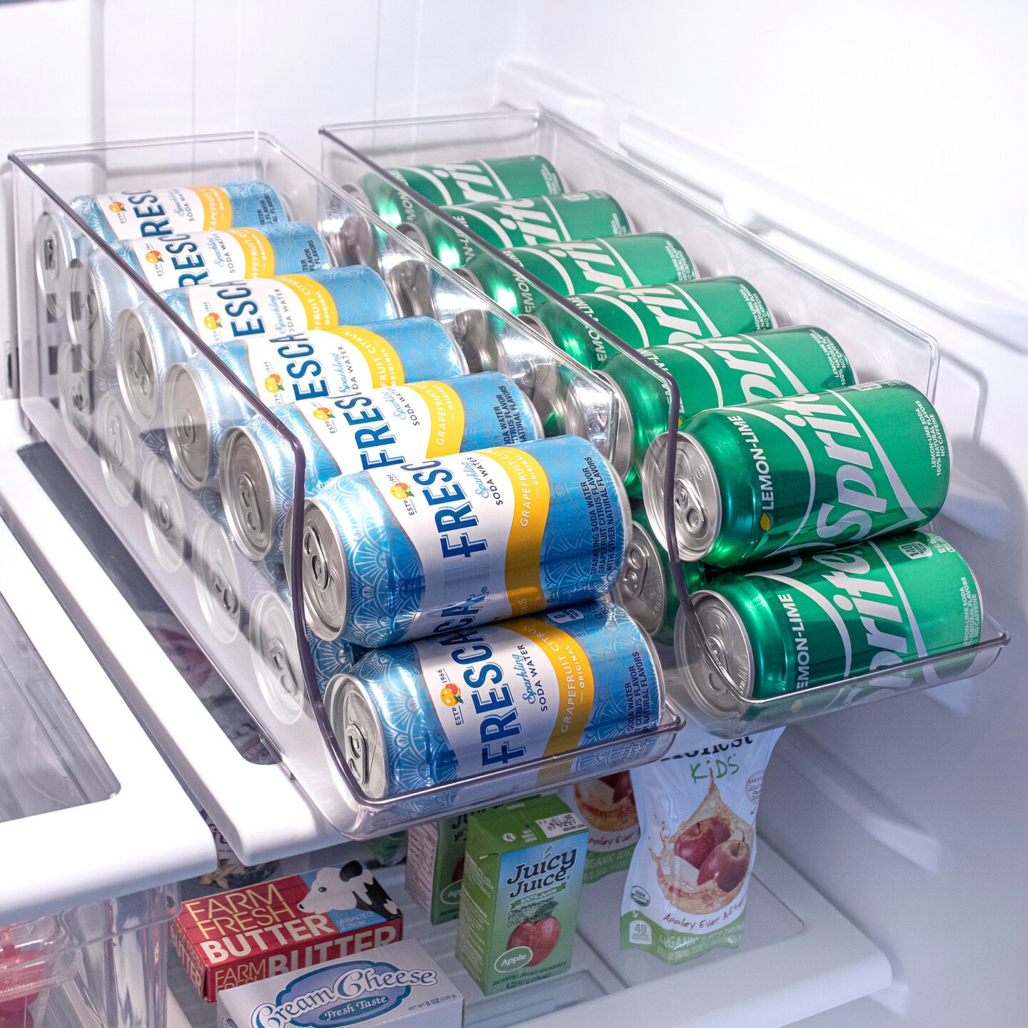 Sorbus Can Dispenser for Refrigerator - 12 Can Fridge organizer Rotation System Rack - Clear Soda Can Organizer for Refrigerator, Freezer &#x26; Pantry - Great for Kitchen Organization &#x26; Storage (2-Pack)