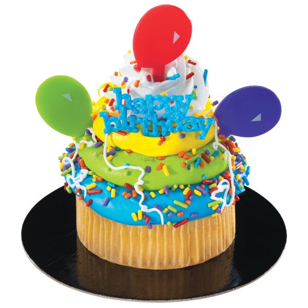 Happy Birthday and Balloons DecoPics&#xAE; Cupcake Decoration, 12ct