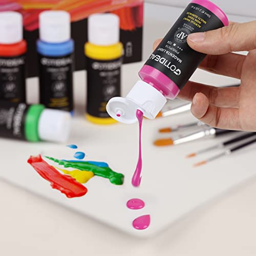 Acrylic Paint Set with 10 Brushes, 18 Colors(59ml, 2 oz) Art Craft Paint Non Toxic, Perfect for Hobby Painters, Artist, Adults, Ideal for Canvas Wood Ceramic Paint Supplies