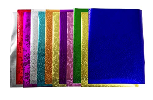 Hygloss Products Embossed Metallic Foil Paper for Arts & Crafts, Scrapbooking, Card Making, Assorted Colors & Designs, 8.5x10-Inch, 30Pack