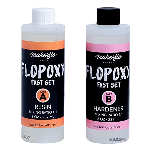 Makerflo Flopoxy Fast Set -Resin and Hardener Epoxy Kit, No Yellowing, No Bubbles Casting Resin Perfect for Jewelry Making Molds Crafts DIY Gifts