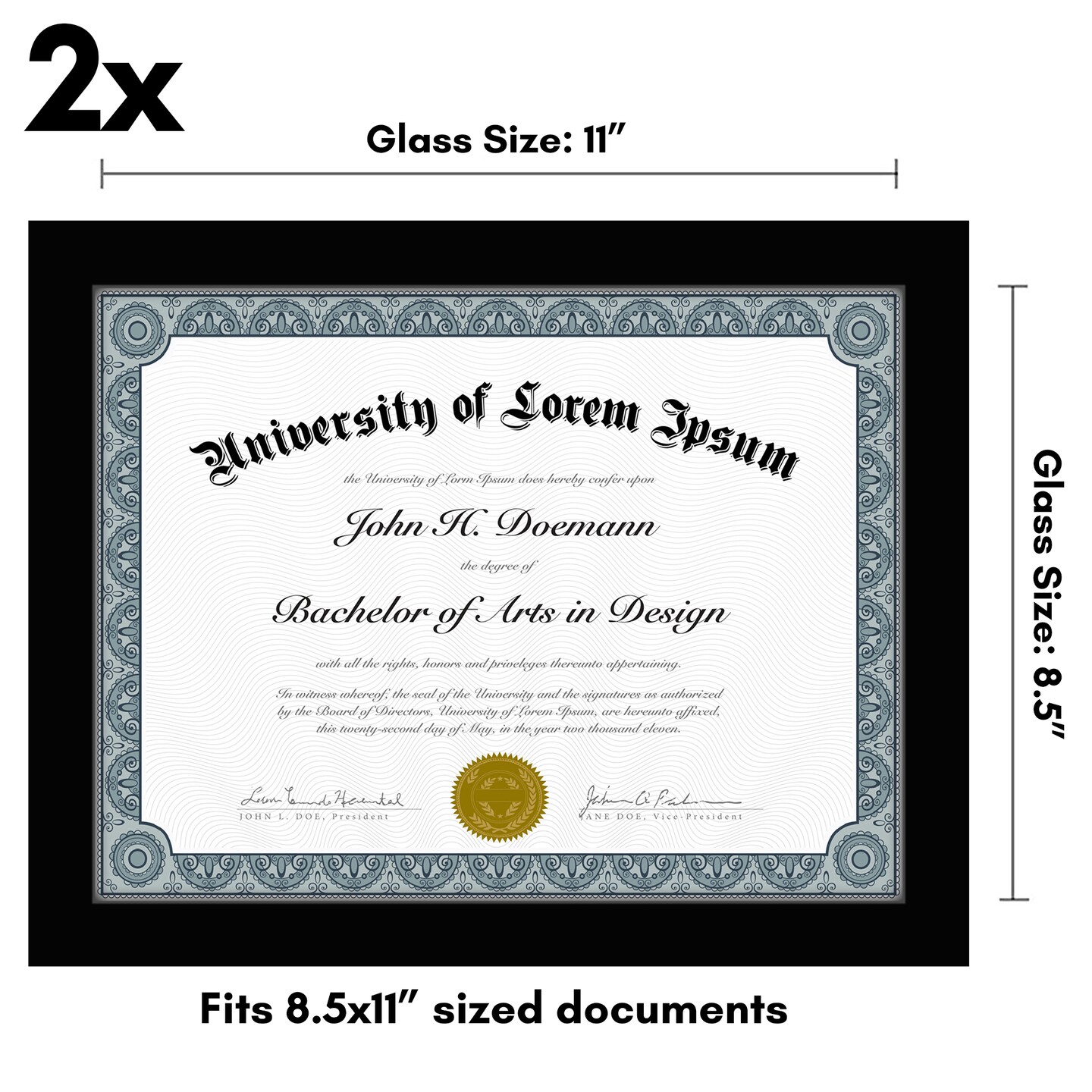 Americanflat 8.5x11 Diploma Frame - Certificate Frame for Displaying Achievements - Shatter Resistant Glass - Adjustable Hanging Hardware - Includes Easel