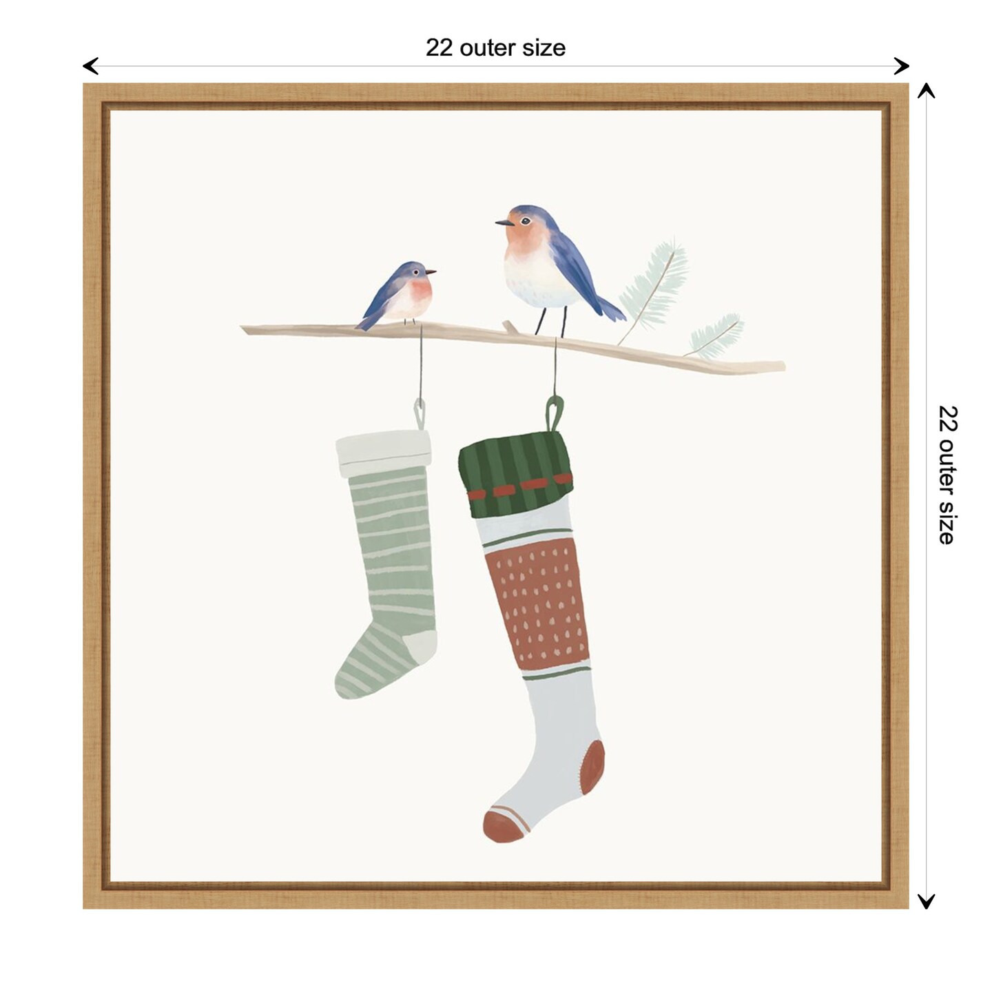 Blue Birds of Christmas Happiness I by Lucca Sheppard Framed Canvas Wall Art