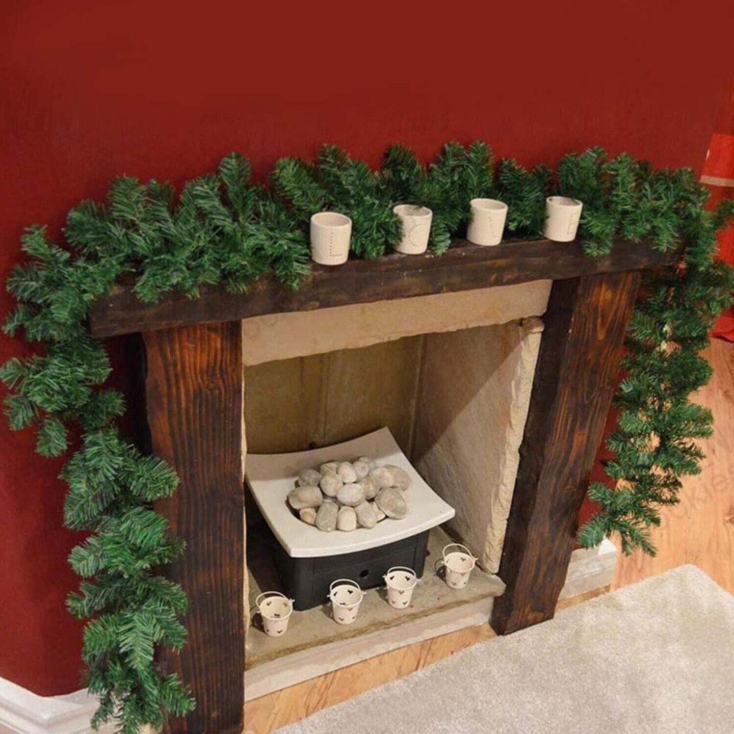 Kitcheniva 9FT Christmas Garland Stairs Fireplace Decor