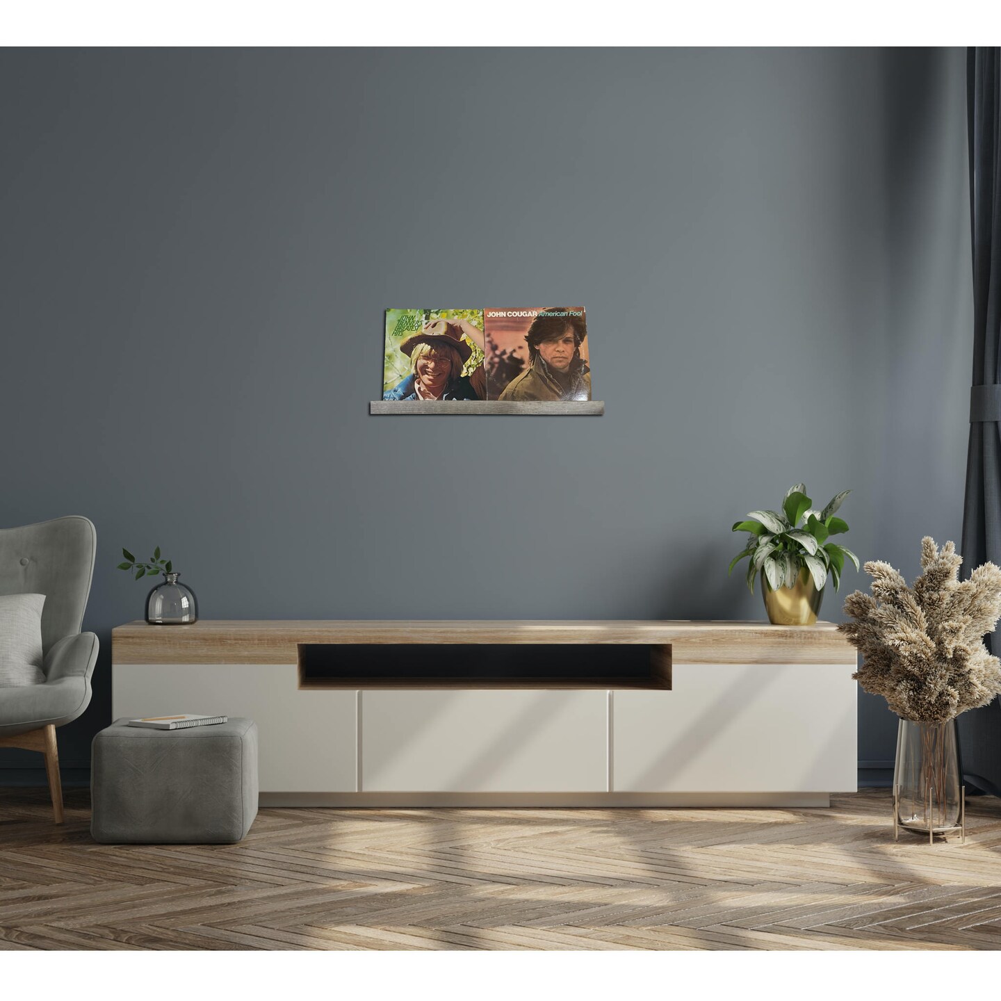 Rustic Farmhouse Long Floating Reclaimed Wood Shelf with Narrow Ledge for Decor Display &#x26; Storage