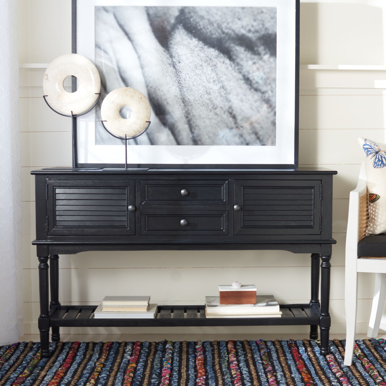 Safavieh   Tate 2-Drawer 2-Door Console Table Black