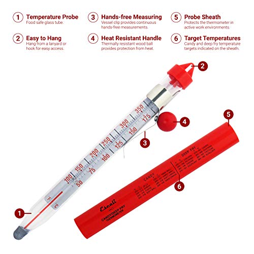 Precision Classic Candy/Deep Fry/Confection Glass Thermometer, Red/Clear