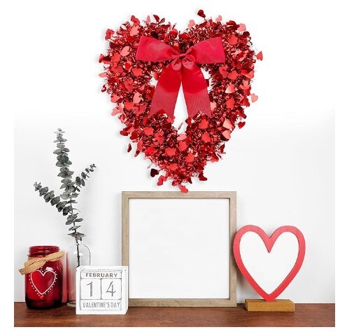 Red Heart Wreaths for Valentine&#x27;s Day