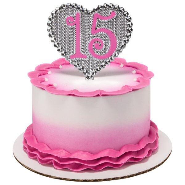 La Quincea&#xF1;era Pink and Purple 15 DecoPics&#xAE; Cake Decoration, 1ct