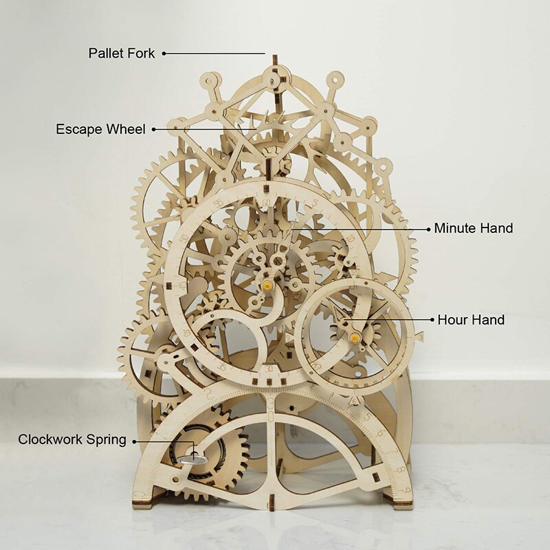ROKR Pendulum Clock Mechanical Gears 3D Wooden Puzzle LK501