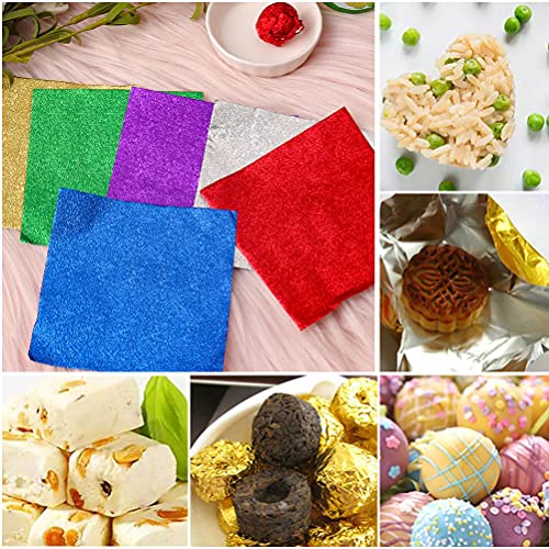 600 Pieces Foil Candy Wrappers, 4x4 inches Foil Candy Wrappers Aluminium Foil Paper, DIY Package Candy Paper Chocolate Packaging Wrapping Papers Square for Candy Packaging