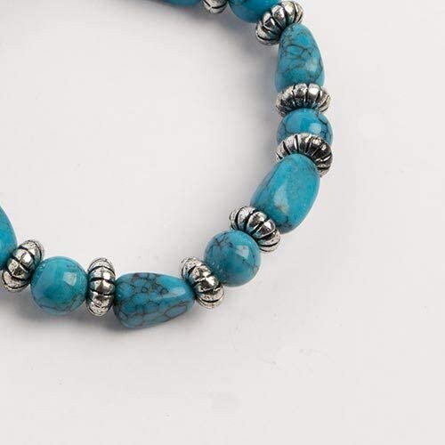 Earth&#x27;s Jewels Semi-Precious Dyed Re-constructed Turquoise Stretch Bracelet