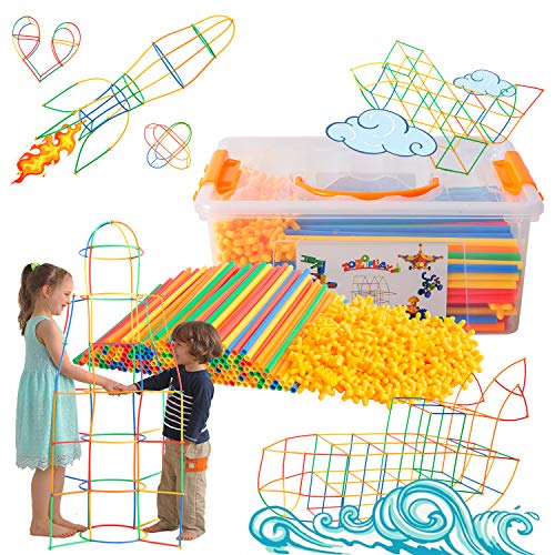 ZOZOPLAY Straw Constructor STEM Building Toys 400 Piece Straws and Connectors Building Sets Colorful Motor Skills Interlocking Plastic Engineering Toys Best Educational Toys Boy &#x26; Girl&#x2026;