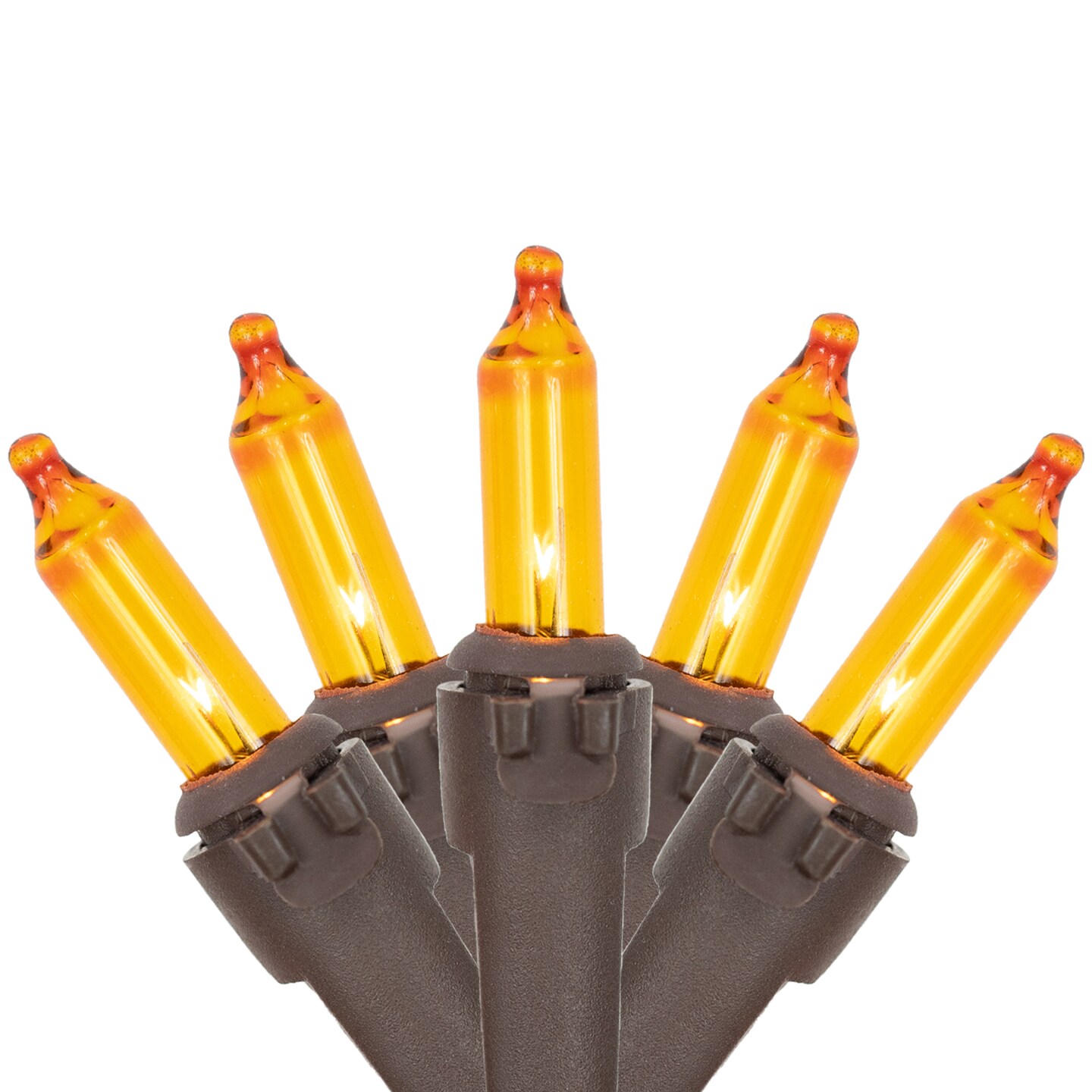 Northlight Mini Fall Harvest Lights - Amber - 10&#x27; Brown Wire - 50ct