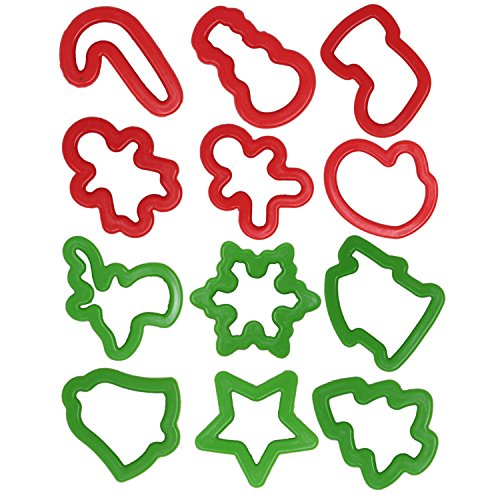 JOYIN 13 Pcs Stainless Steel Christmas Cookie Cutters with Comfort Grip 3.5í plus a Rolling Pin for Large Holiday Cookies, Snowflake Cookies, Gingerbread Man Cookies, Christmas Party and Baking Gift