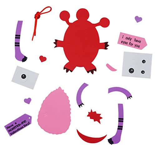 12 Pieces 4E&#x27;s Novelty Valentines Monster Craft Ornament  Foam Valentines Day Crafts for Kids Classroom DIY Activity Bulk - Individually Wrapped