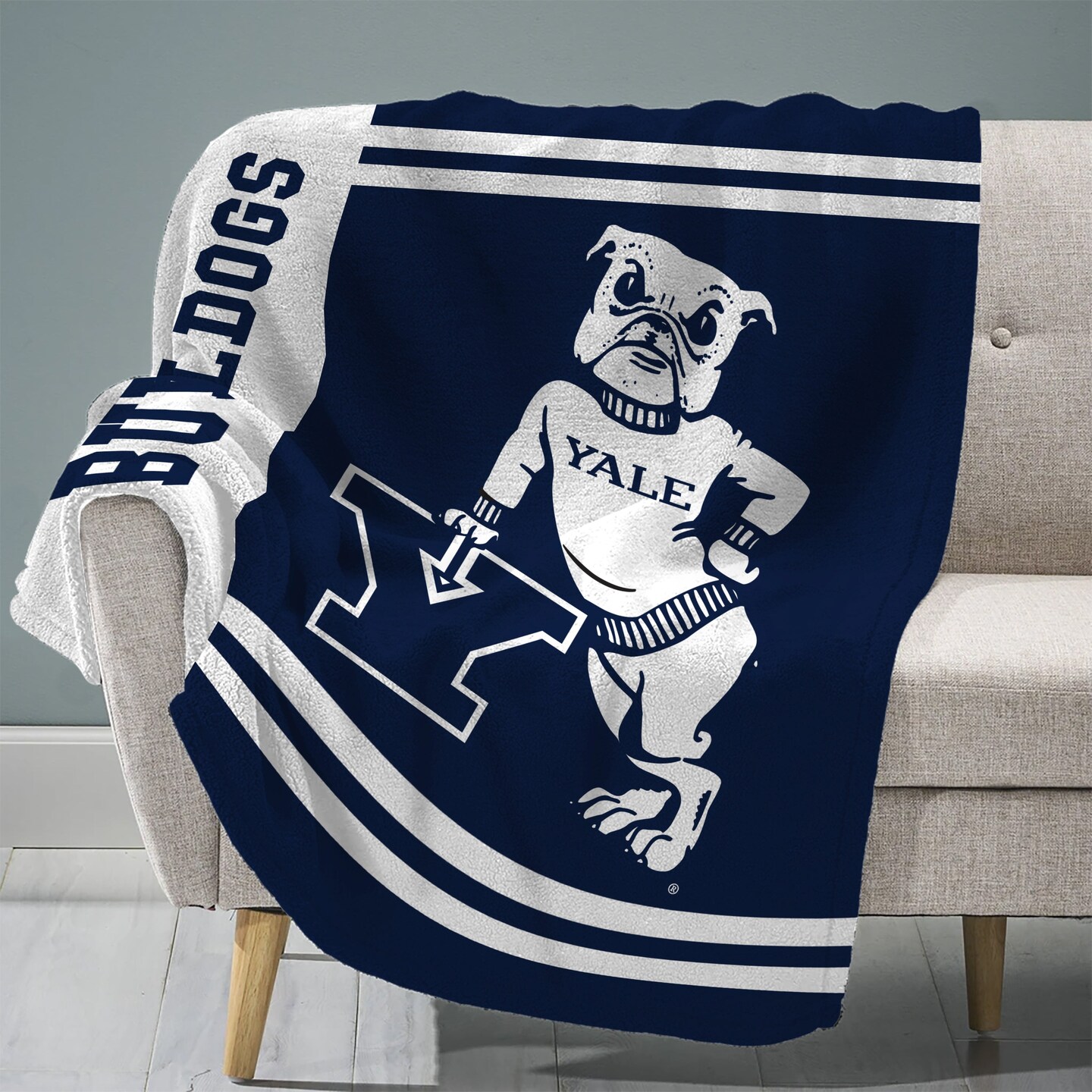 Sleep Squad Yale Bulldogs Handsome Dan Mascot 60” x 80” Raschel Plush College Blanket
