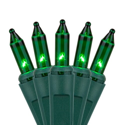 100 Green Mini Lights, Green Wire, 2.5&#x22; Spacing