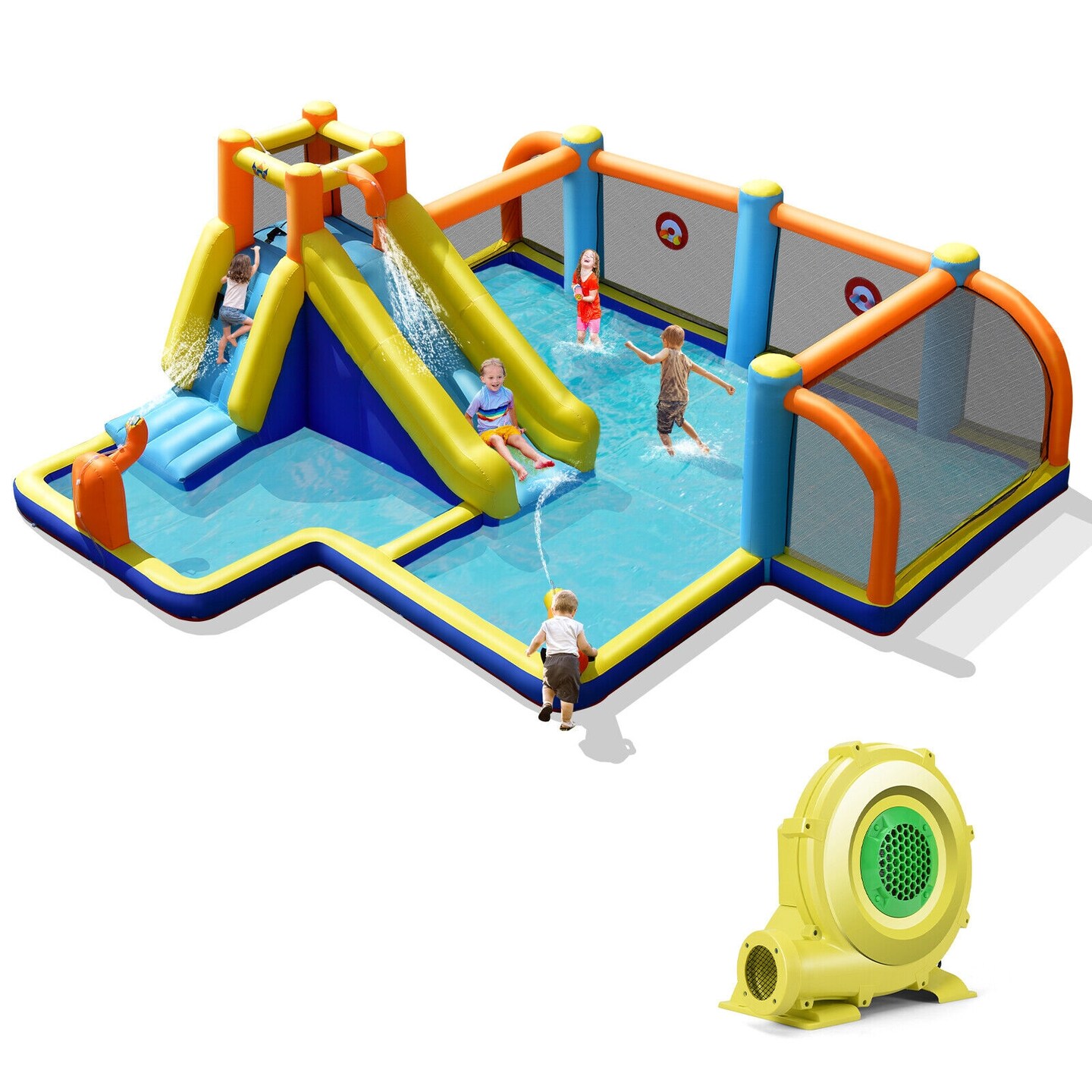 Giant Soccer Themed Inflatable Water Slide Bouncer with Splash Pool
